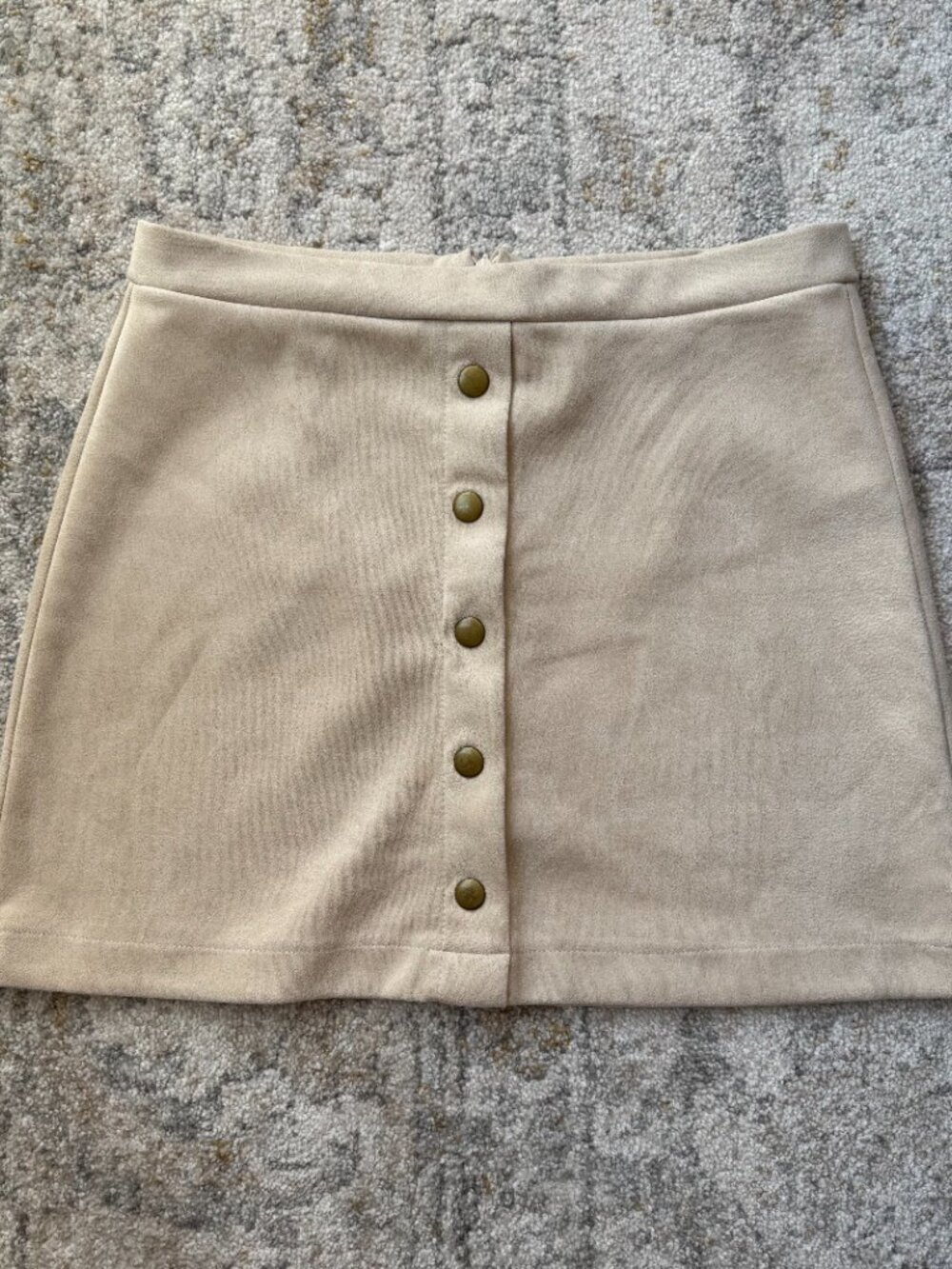 Button-Front Cream Mini Skirt